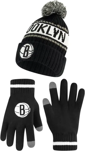 Ultra Game Adult's NBA Official Super Soft Winter Beanie Knit Hat with Extra Warm Touch Screen Gloves