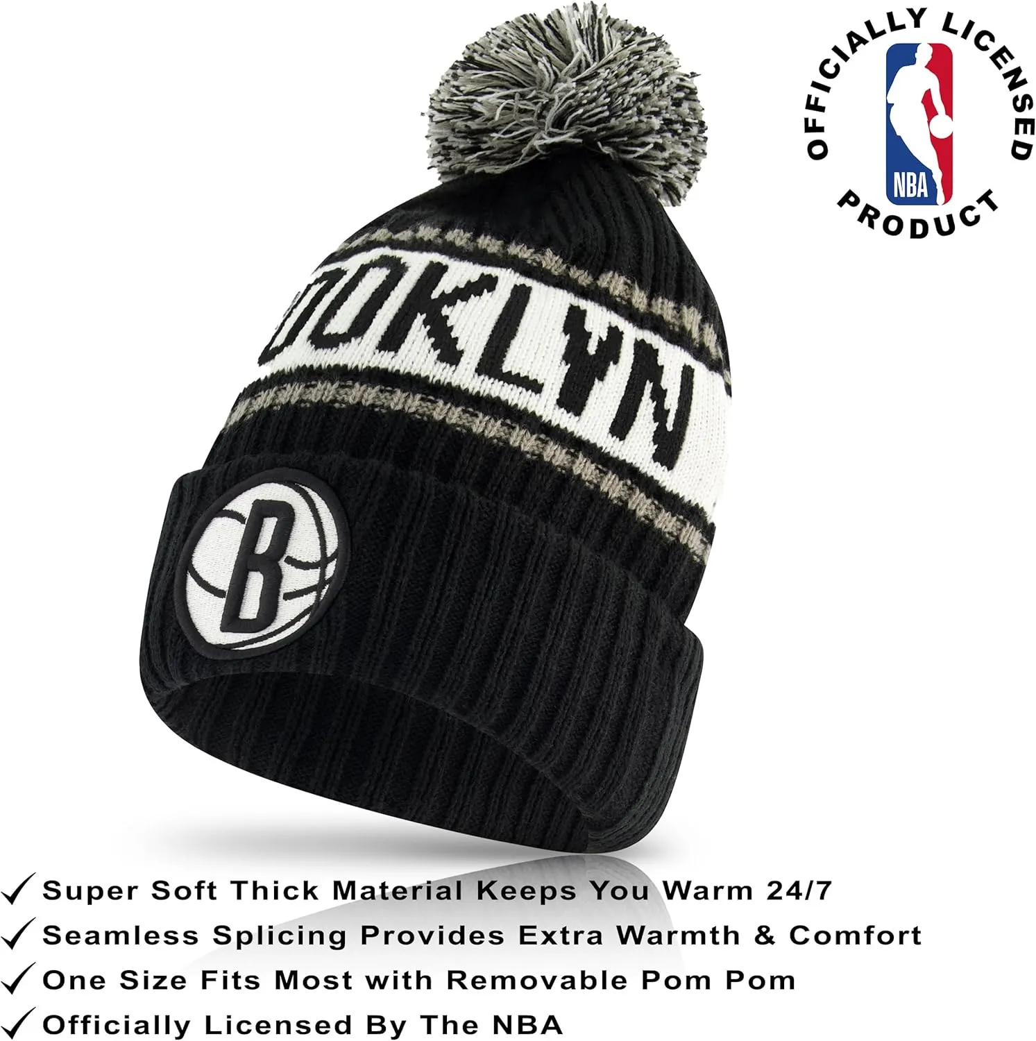 Ultra Game Adult's NBA Official Super Soft Winter Beanie Knit Hat with Extra Warm Touch Screen Gloves