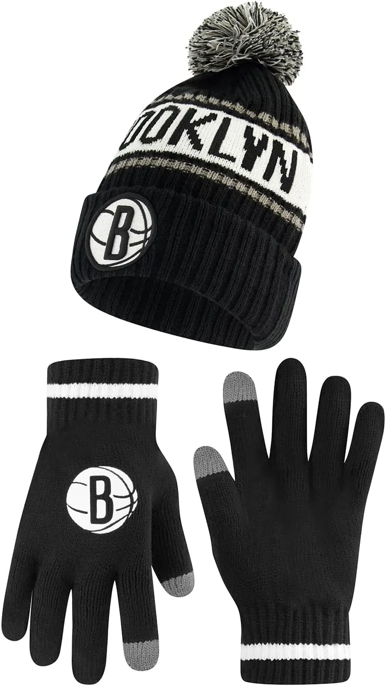 Ultra Game Adult's NBA Official Super Soft Winter Beanie Knit Hat with Extra Warm Touch Screen Gloves