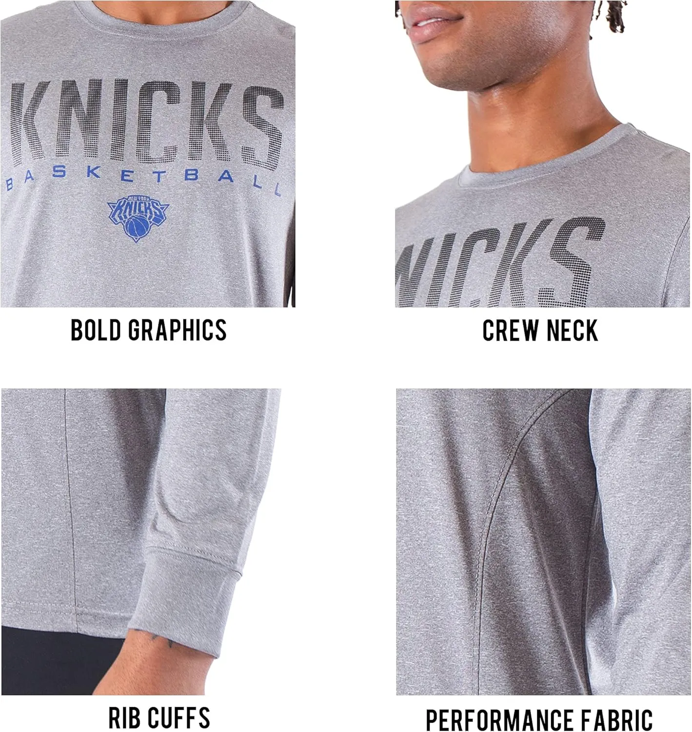Ultra Game Men's NBA Official Super Soft Long Sleeve T-Shirt