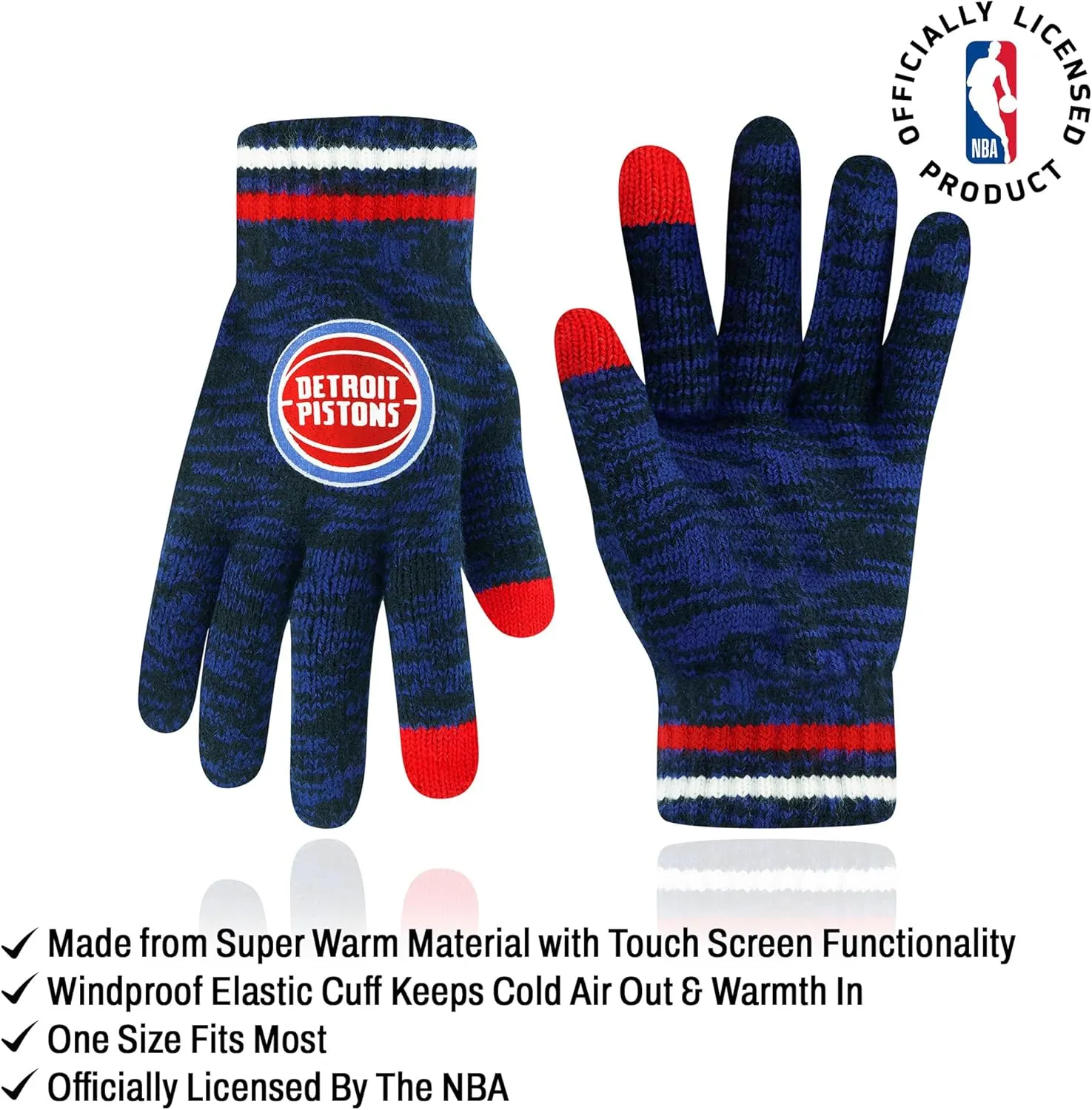 Ultra Game NBA Official Men's Super Soft Winter Beanie Knit Hat with Extra Warm Touch Screen Gloves