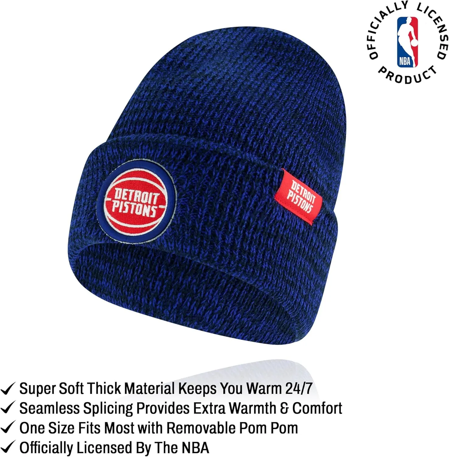 Ultra Game NBA Official Men's Super Soft Winter Beanie Knit Hat with Extra Warm Touch Screen Gloves