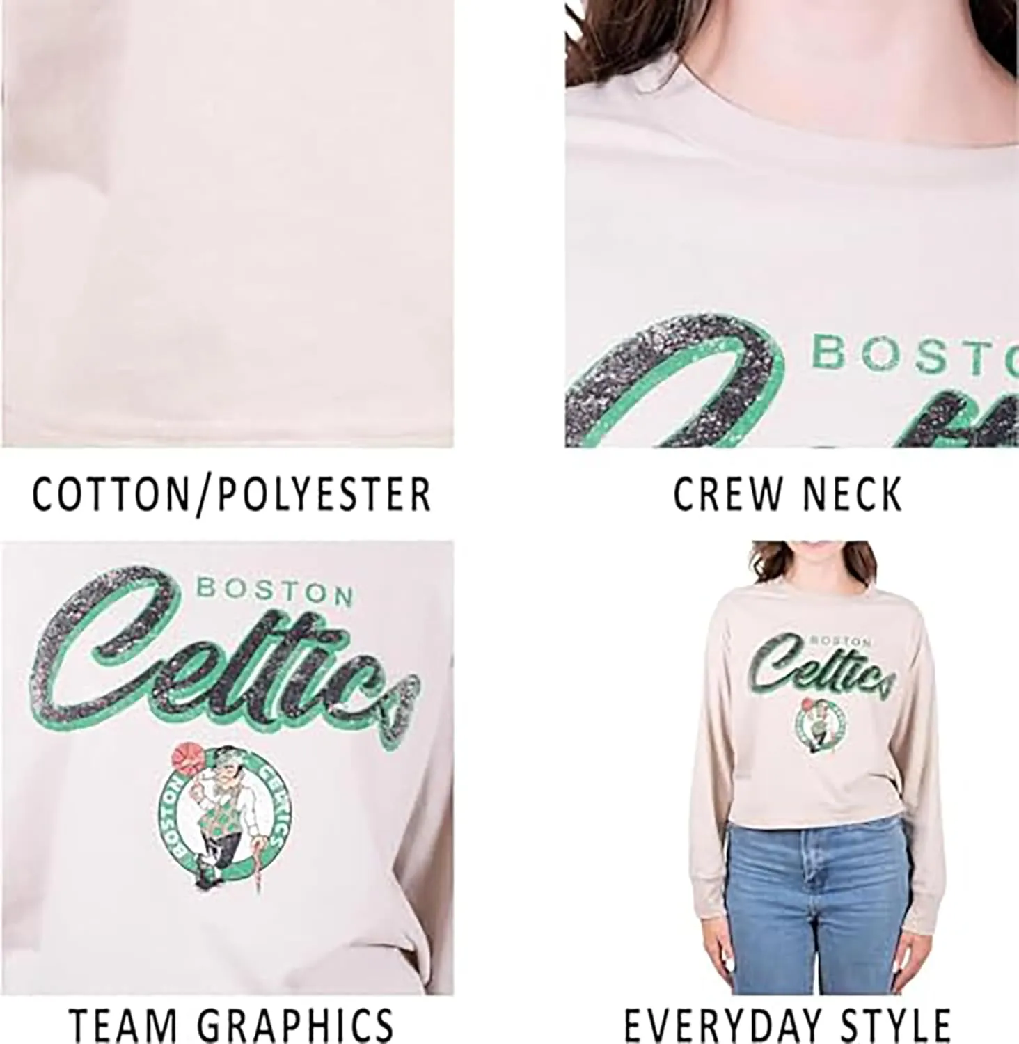 Ultra Game Women's NBA Super Soft Crop Top Pullover Sweatshirt