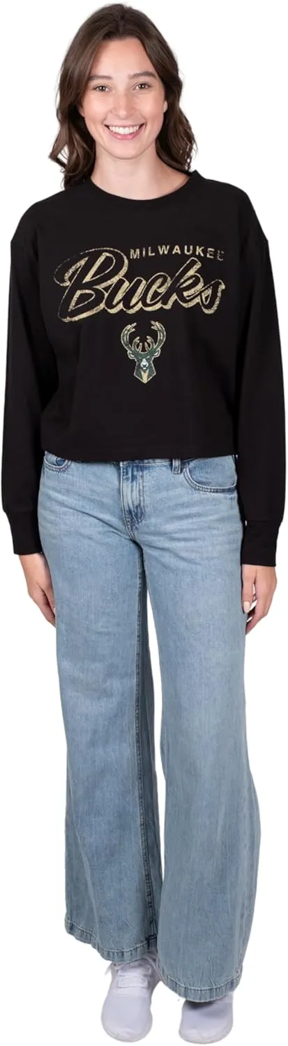 Ultra Game Women's NBA Super Soft Crop Top Pullover Sweatshirt