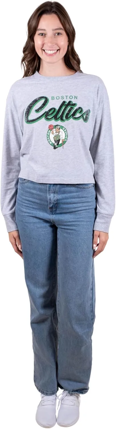 Ultra Game Women's NBA Super Soft Crop Top Pullover Sweatshirt