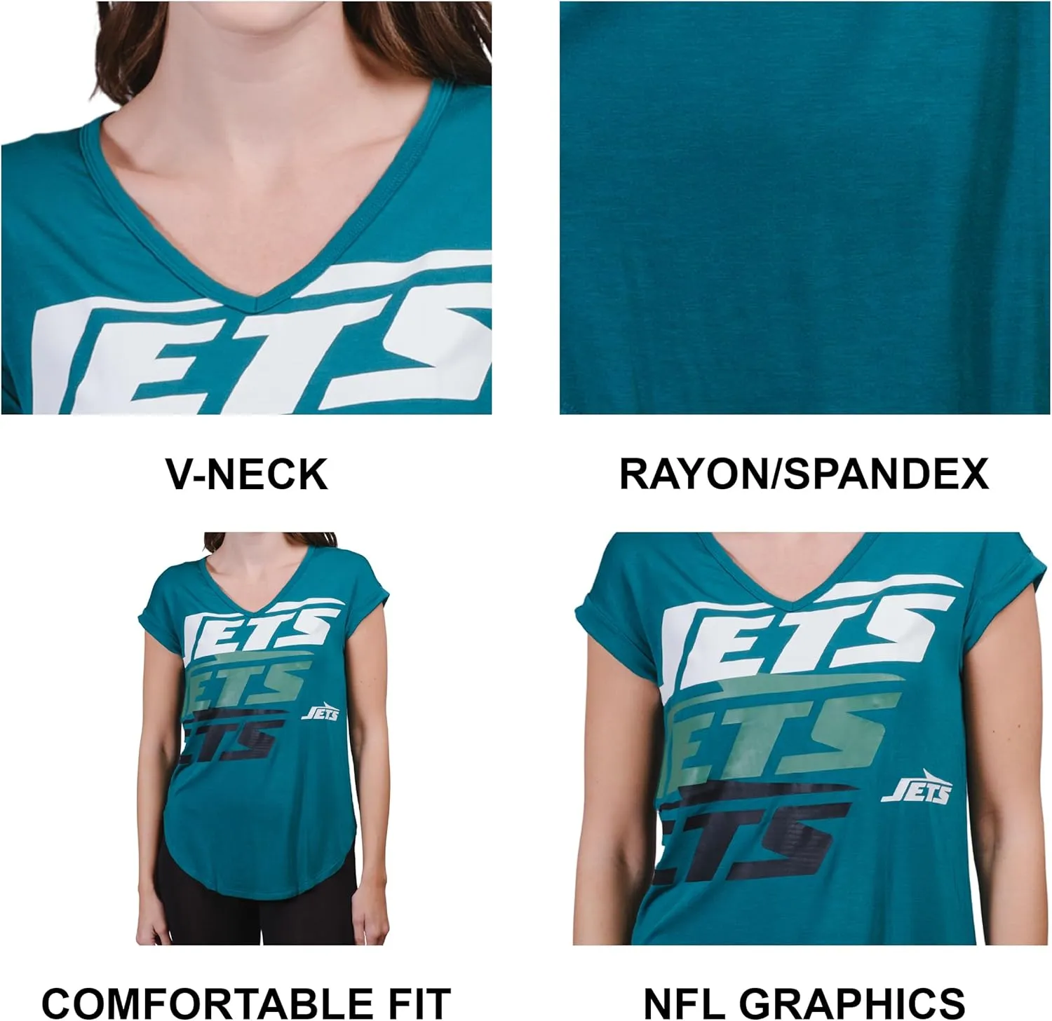 Ultra Game Women’s NFL Official Super Soft Modal Vintage V-Neck T-Shirt