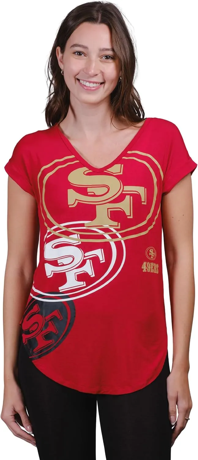 Ultra Game Women’s NFL Official Super Soft Modal Vintage V-Neck T-Shirt