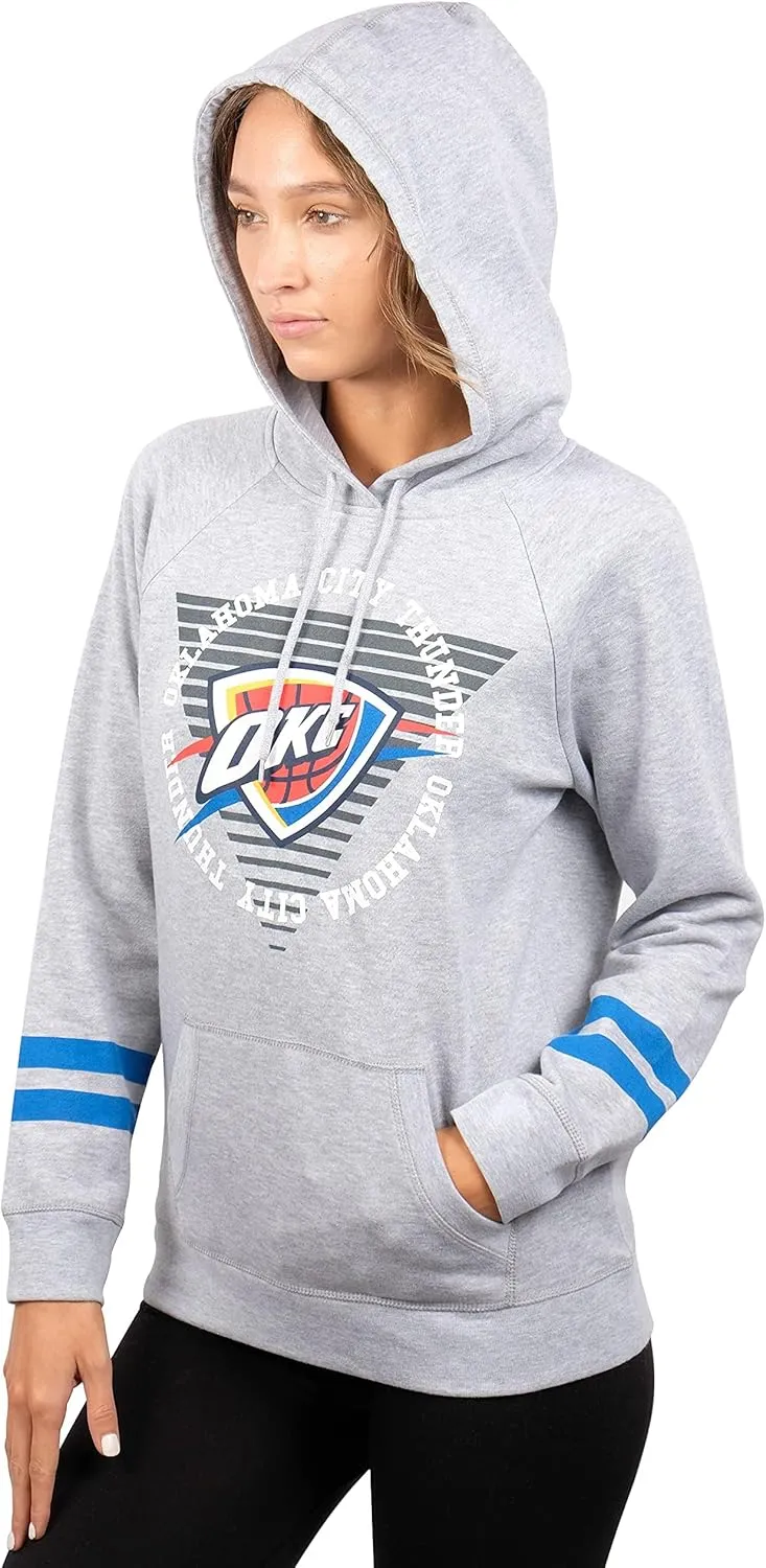 Ultra Game Women's Soft Fleece Pullover Hoodie Sweatshirt with Varsity Stripe