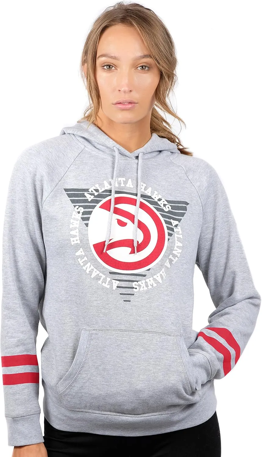 Ultra Game Women's Soft Fleece Pullover Hoodie Sweatshirt with Varsity Stripe