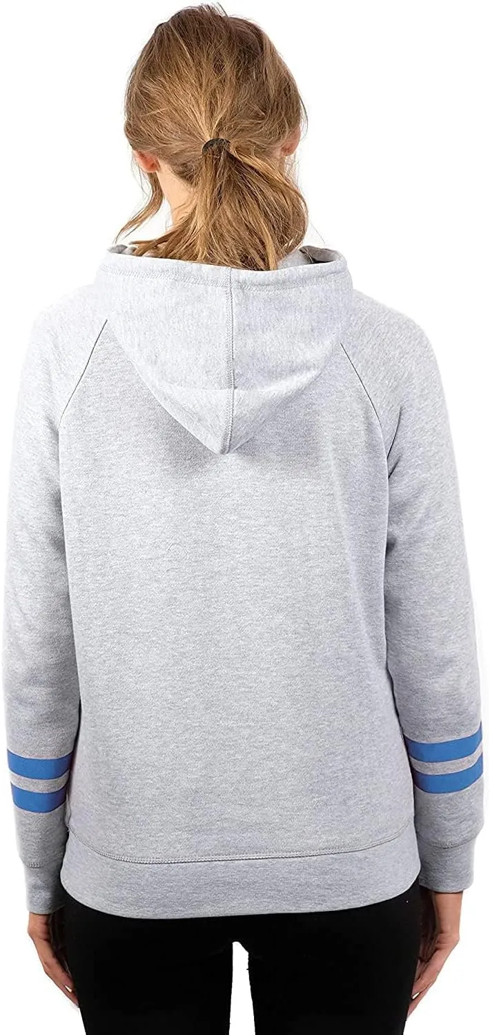 Ultra Game Women's Soft Fleece Pullover Hoodie Sweatshirt with Varsity Stripe
