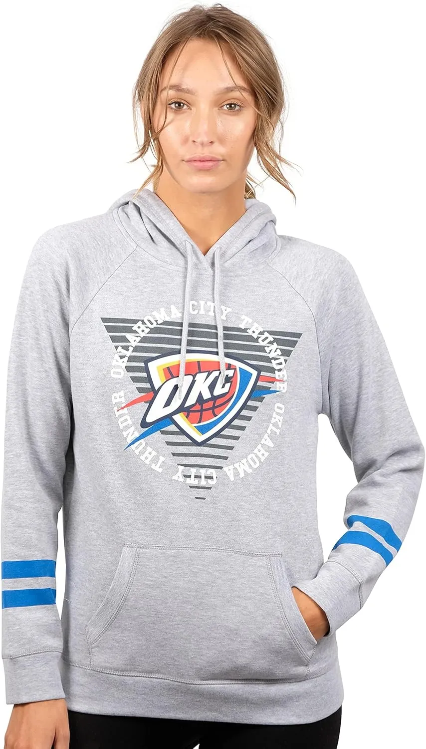 Ultra Game Women's Soft Fleece Pullover Hoodie Sweatshirt with Varsity Stripe