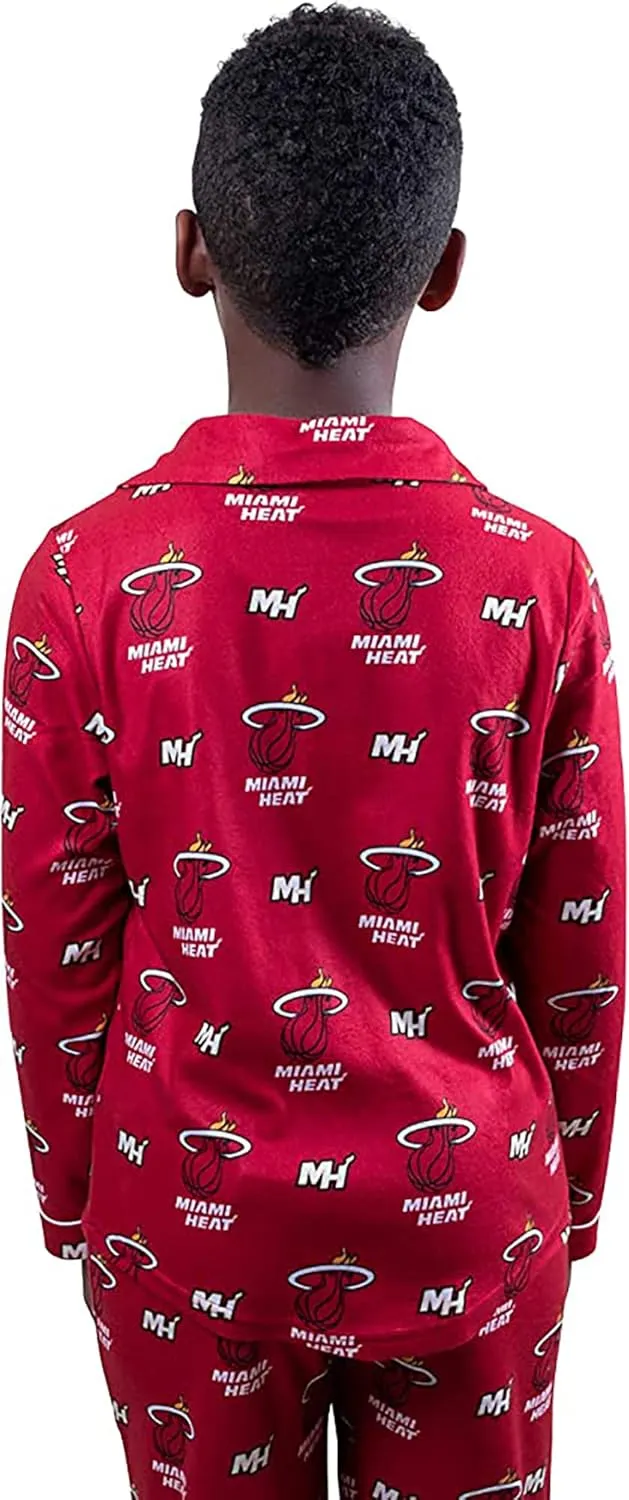 Ultra Game Youth NBA Official 2-Piece Super Soft Button Down Pajamas Set