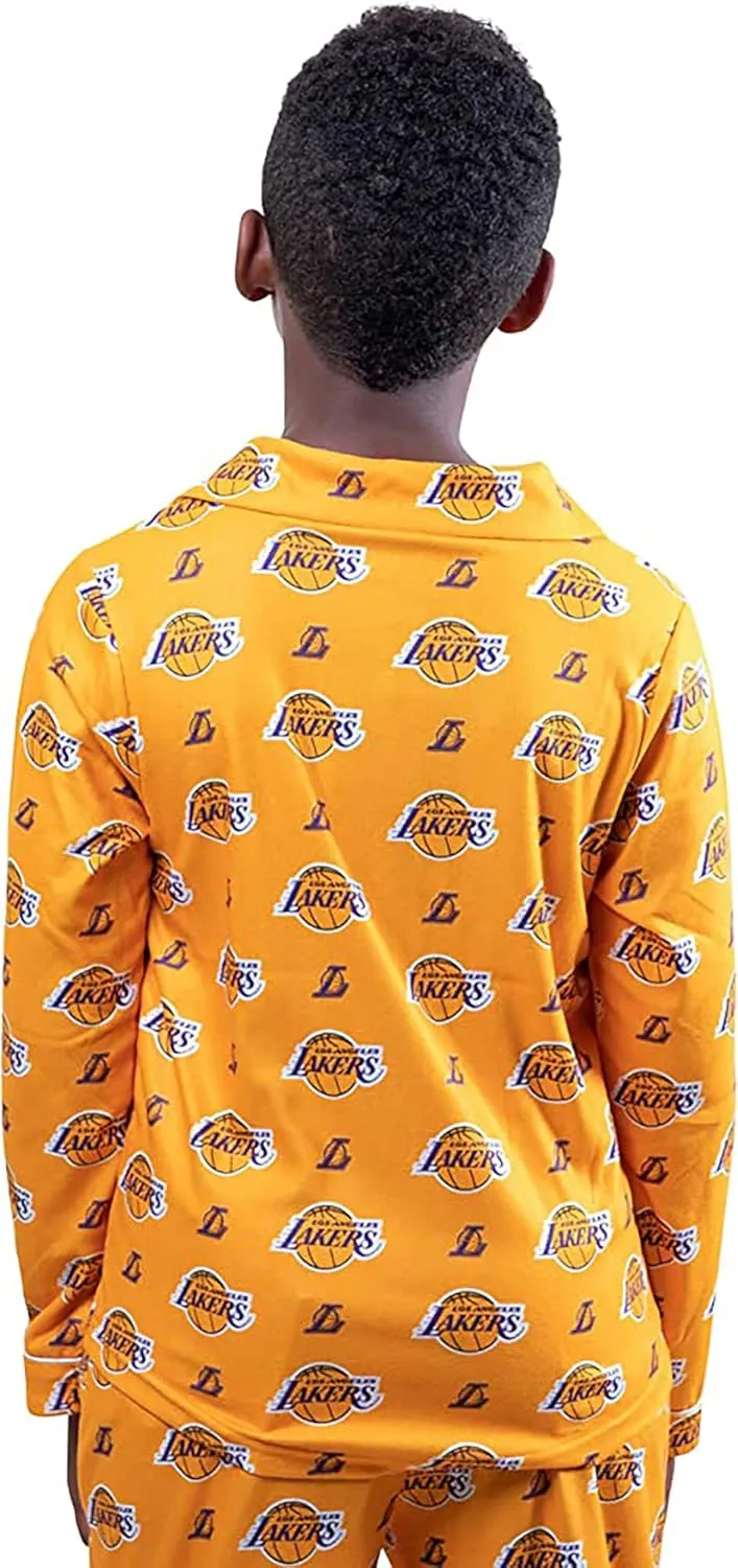 Ultra Game Youth NBA Official 2-Piece Super Soft Button Down Pajamas Set