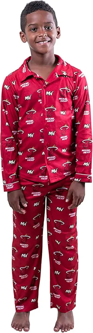 Ultra Game Youth NBA Official 2-Piece Super Soft Button Down Pajamas Set