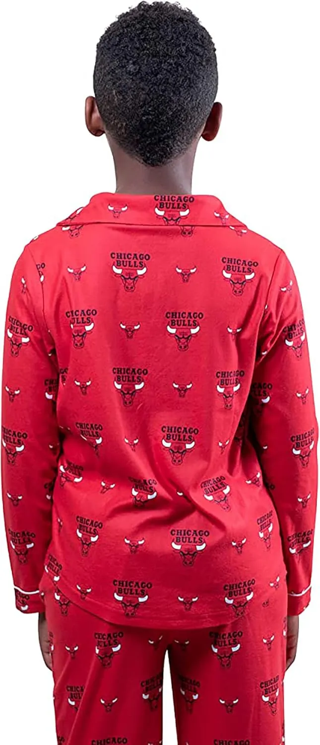 Ultra Game Youth NBA Official 2-Piece Super Soft Button Down Pajamas Set