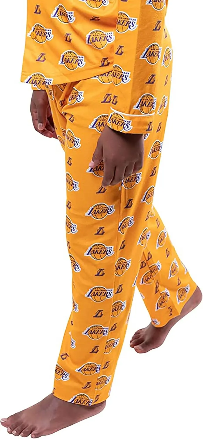 Ultra Game Youth NBA Official 2-Piece Super Soft Button Down Pajamas Set