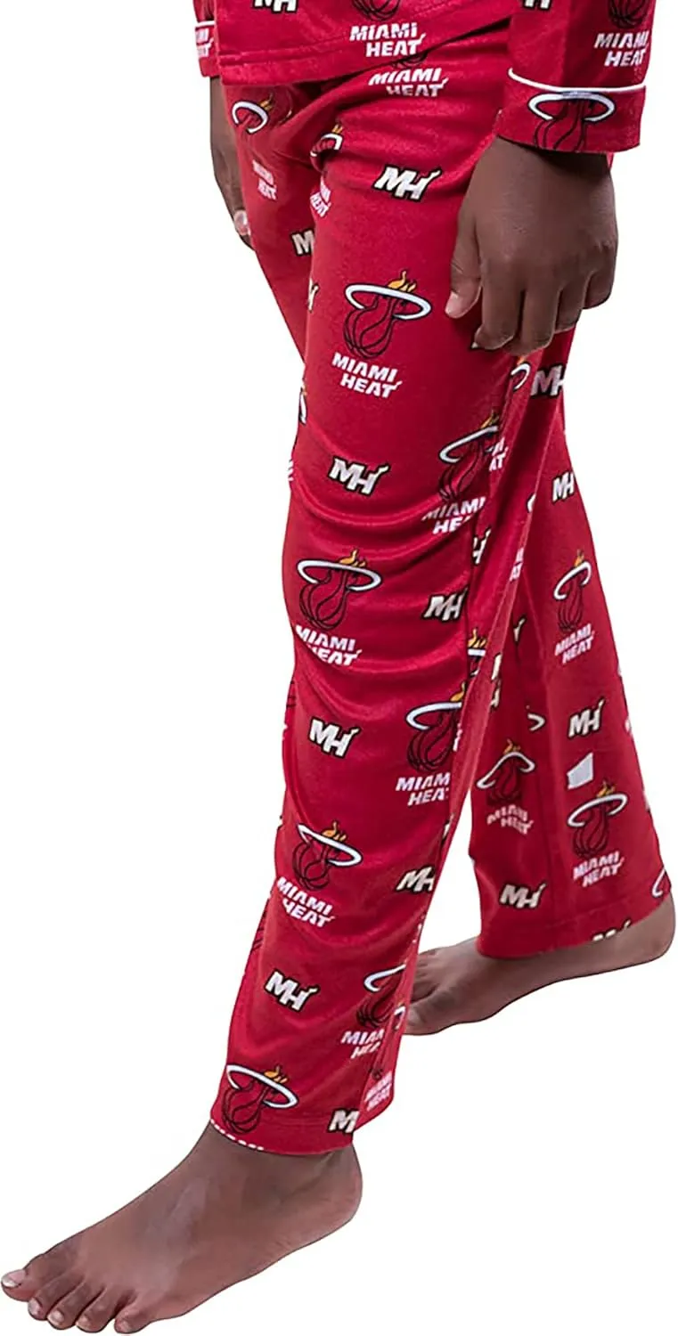 Ultra Game Youth NBA Official 2-Piece Super Soft Button Down Pajamas Set