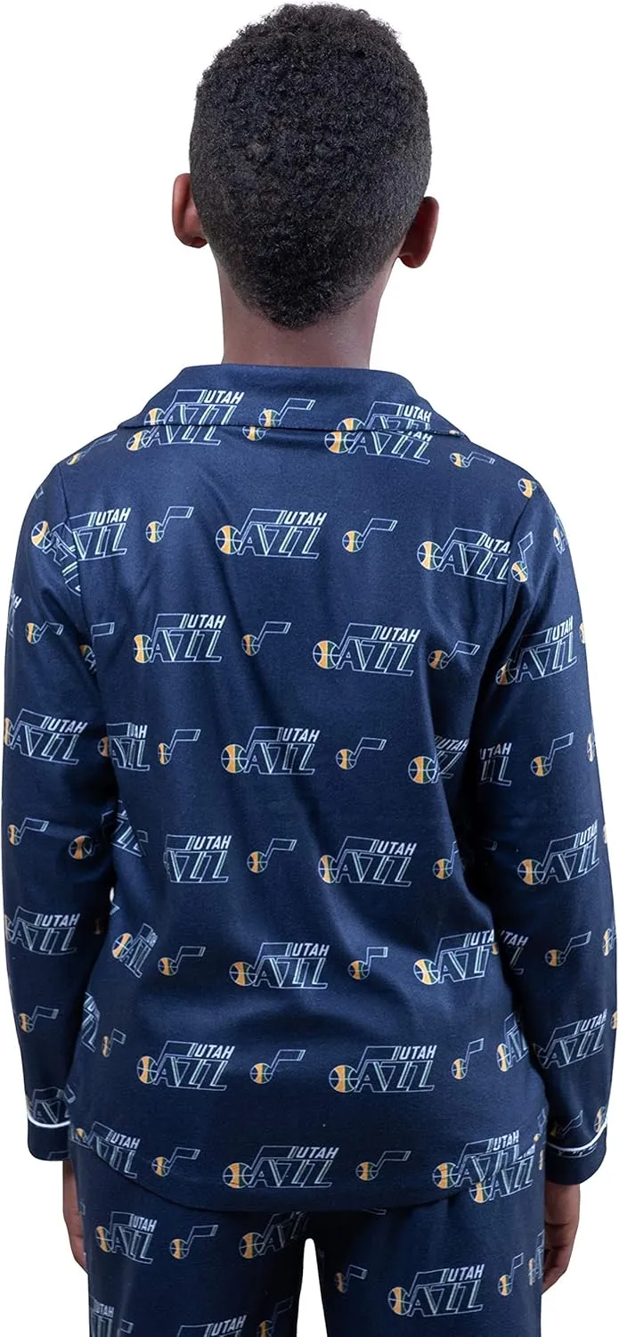Ultra Game Youth NBA Official 2-Piece Super Soft Button Down Pajamas Set