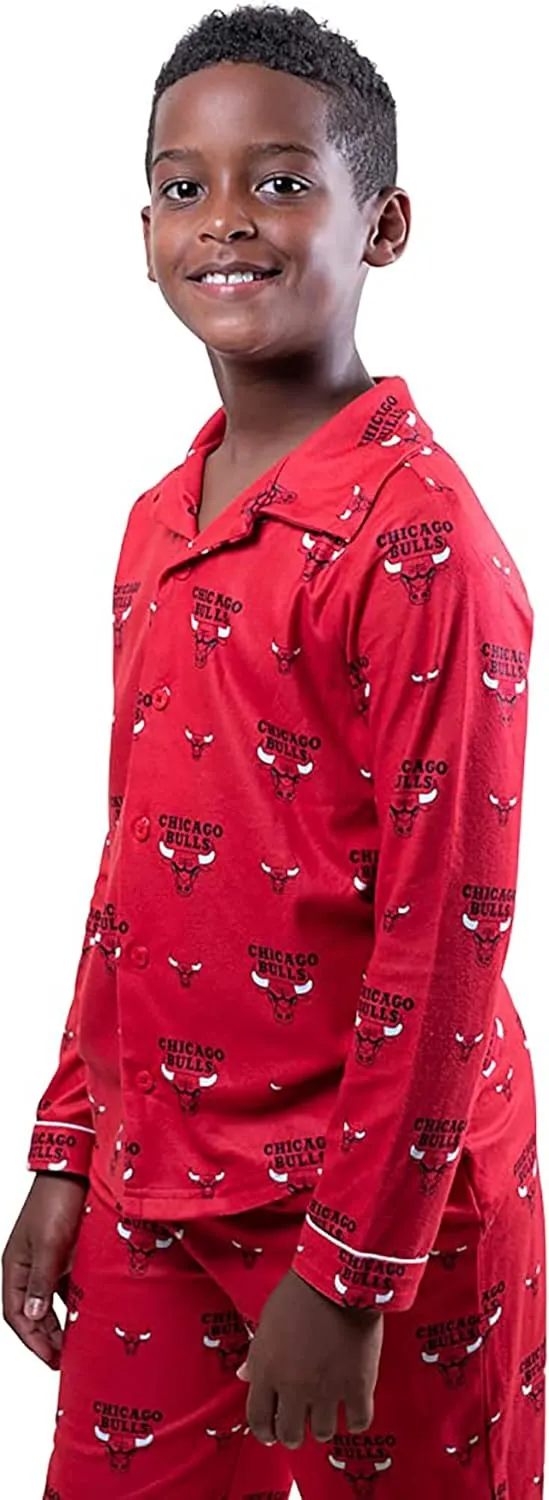 Ultra Game Youth NBA Official 2-Piece Super Soft Button Down Pajamas Set