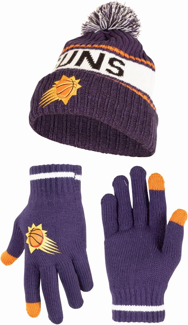 Ultra Game Adult's NBA Official Super Soft Winter Beanie Knit Hat with Extra Warm Touch Screen Gloves