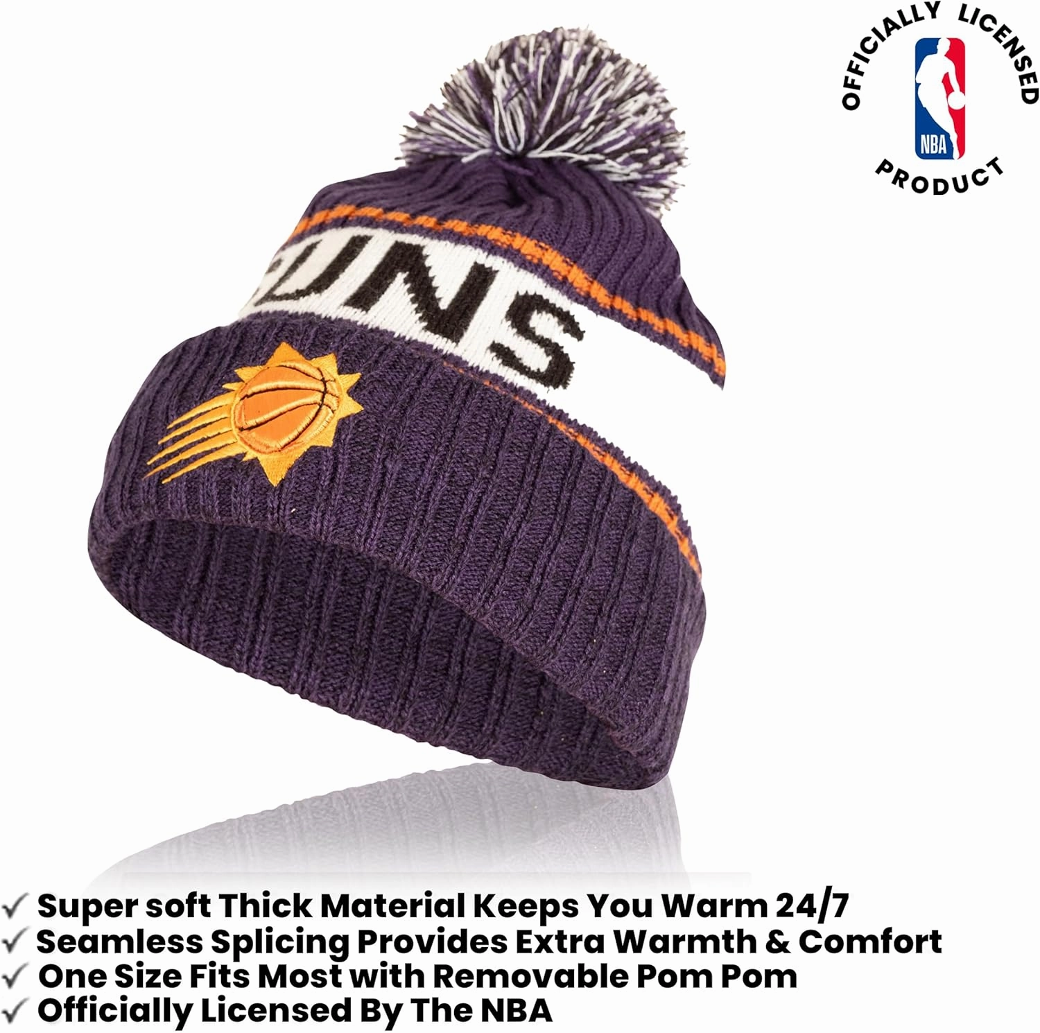 Ultra Game Adult's NBA Official Super Soft Winter Beanie Knit Hat with Extra Warm Touch Screen Gloves