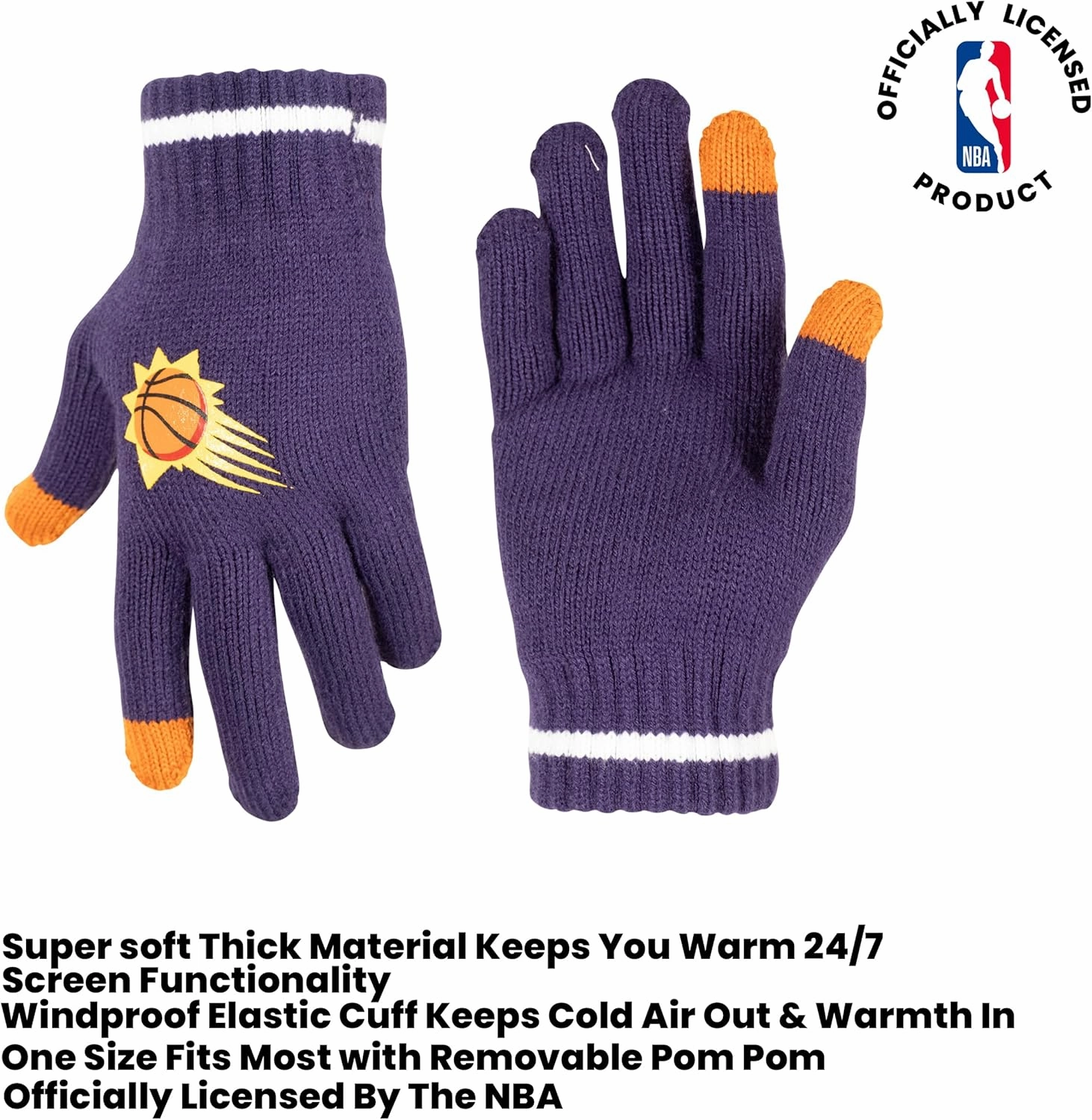 Ultra Game Adult's NBA Official Super Soft Winter Beanie Knit Hat with Extra Warm Touch Screen Gloves