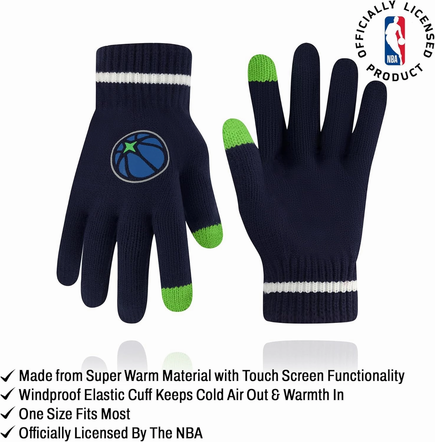 Ultra Game Adult's NBA Official Super Soft Winter Beanie Knit Hat with Extra Warm Touch Screen Gloves