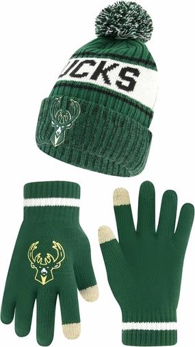 Ultra Game Adult's NBA Official Super Soft Winter Beanie Knit Hat with Extra Warm Touch Screen Gloves