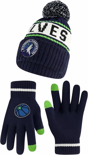 Ultra Game Adult's NBA Official Super Soft Winter Beanie Knit Hat with Extra Warm Touch Screen Gloves