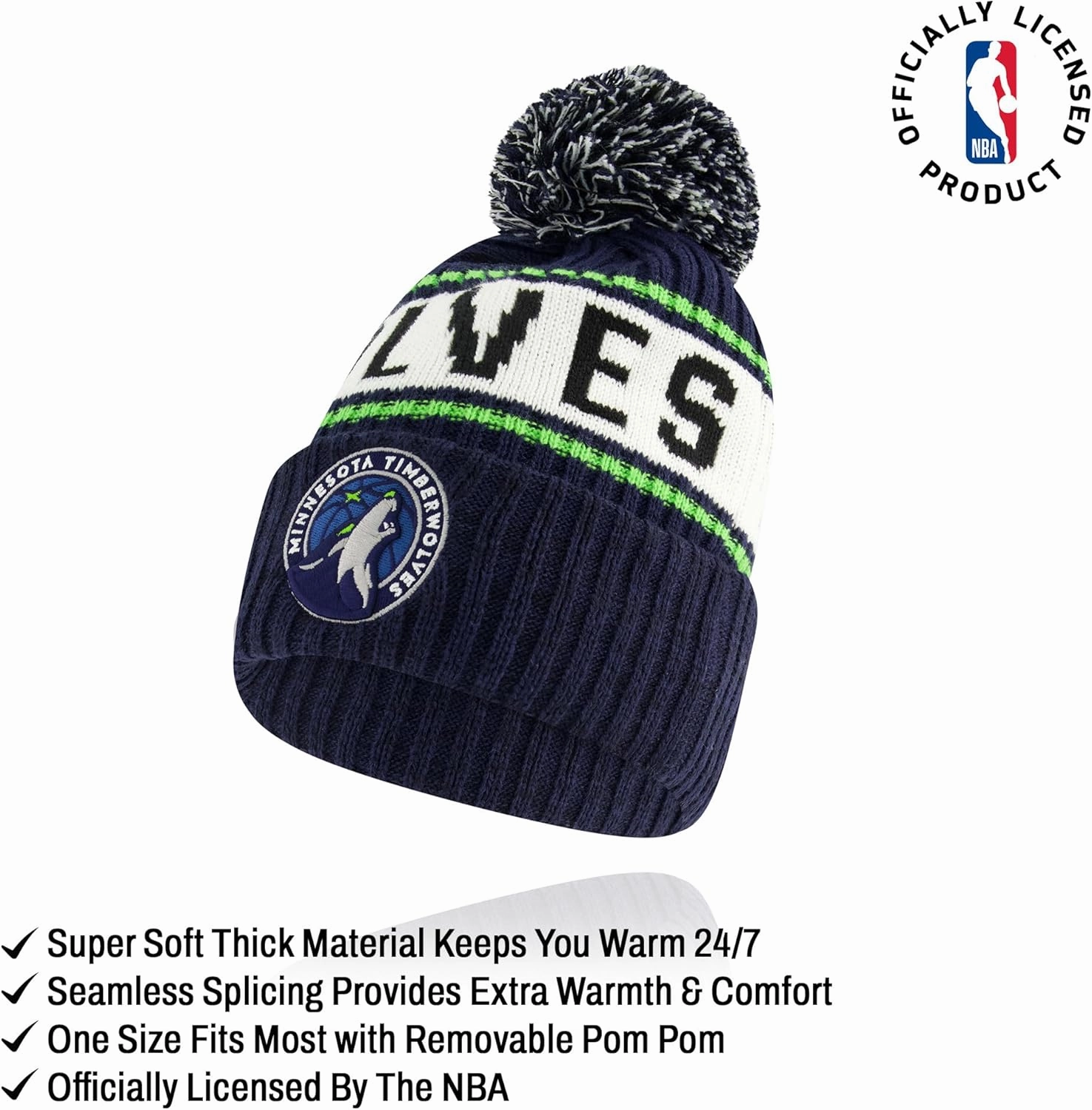 Ultra Game Adult's NBA Official Super Soft Winter Beanie Knit Hat with Extra Warm Touch Screen Gloves