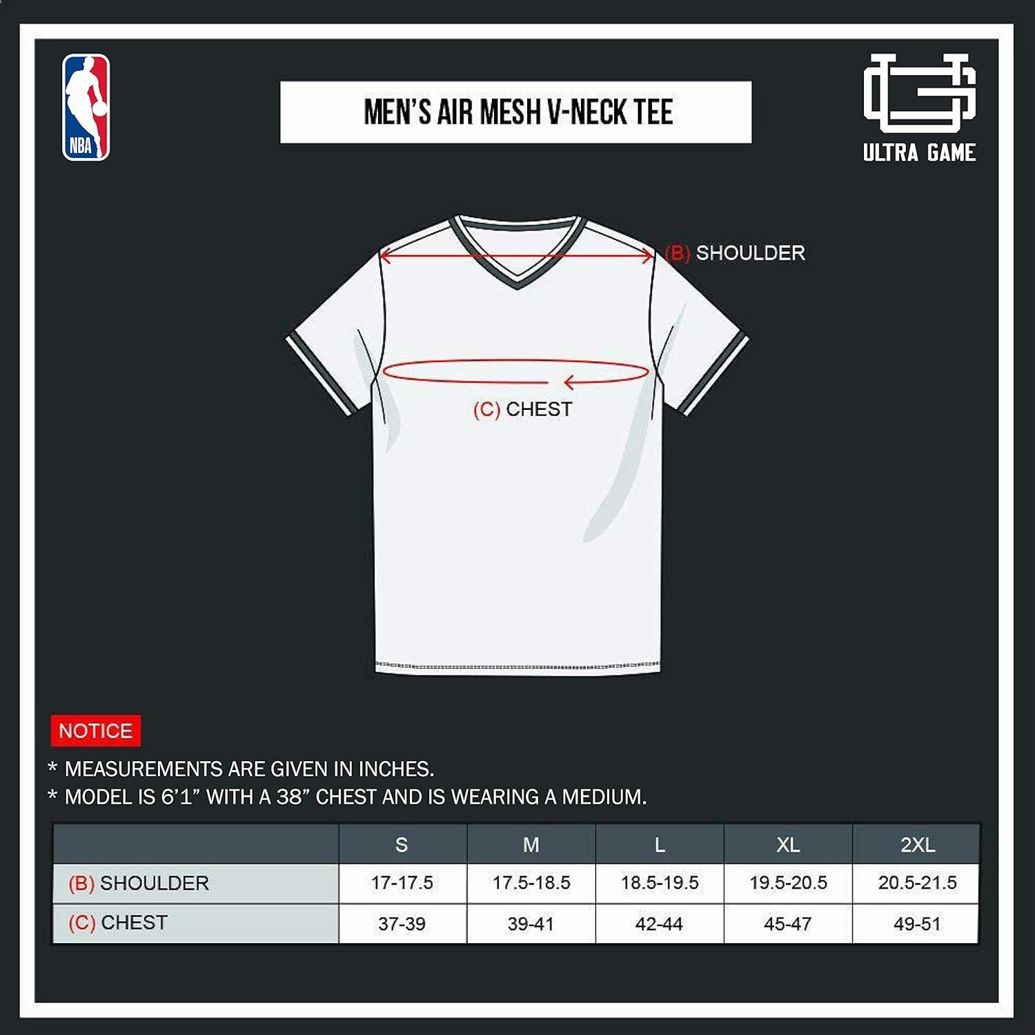 Ultra Game Men's NBA Official Game Time Soft Mesh Short Sleeve V-Neck Tee Shirt