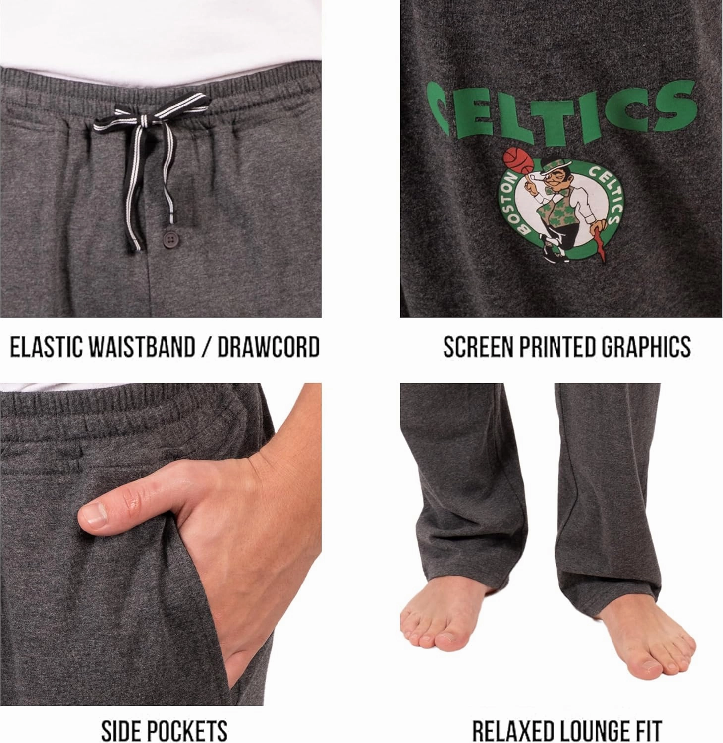 Ultra Game Men's NBA Official Sleepwear Super Soft Pajama Loungewear Pants