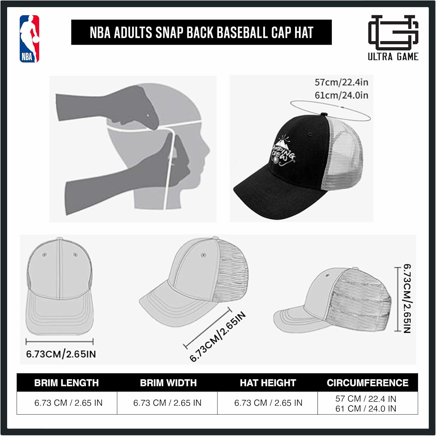 Ultra Game Men's NBA Official Snap Back All Around The World Trucker Baseball Cap Hat