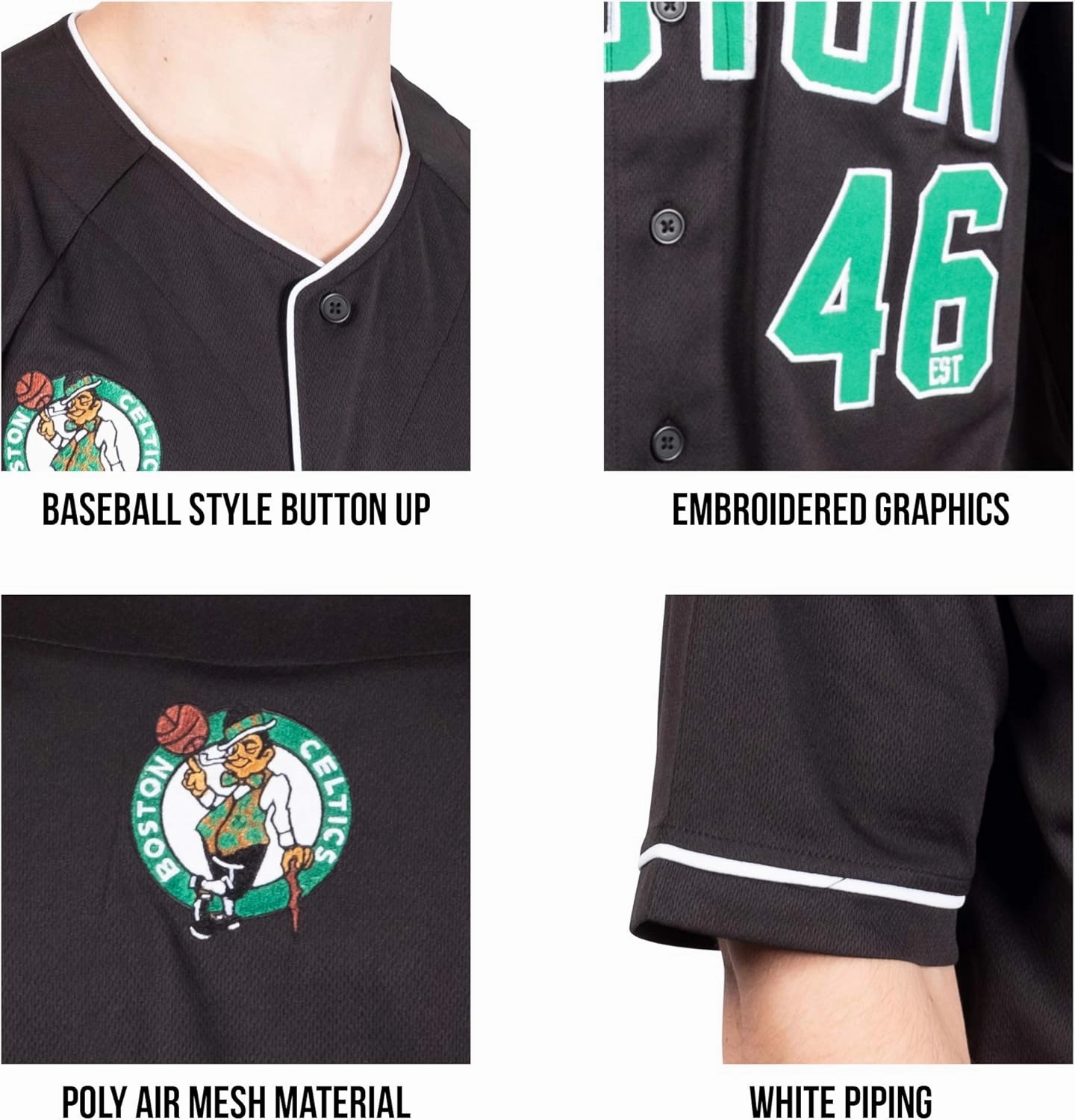 Ultra Game Men's NBA Official Super Soft Button Down Baseball Shirt