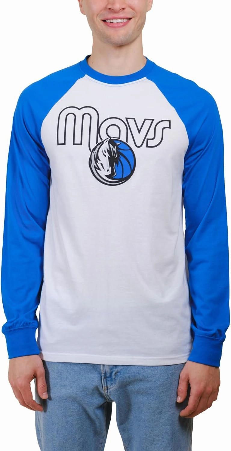 Ultra Game Men's NBA Official Super Soft Raglan Baseball T-Shirt