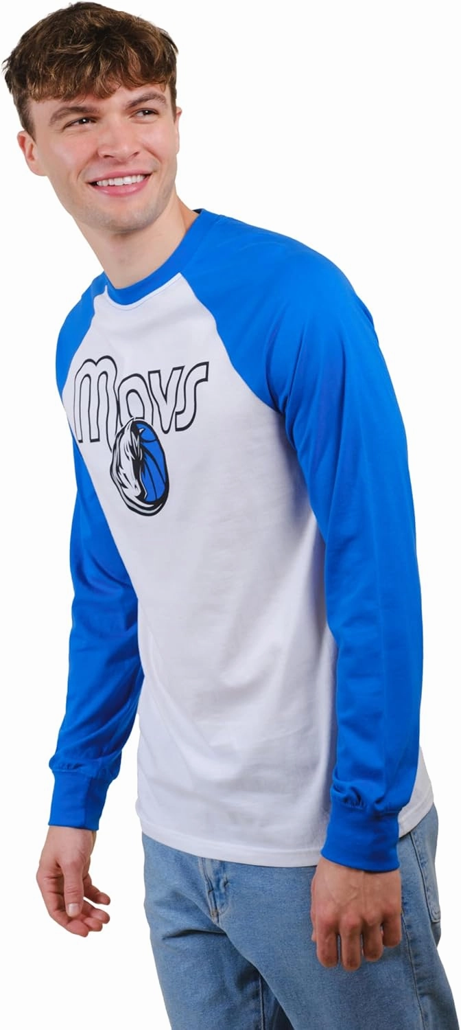 Ultra Game Men's NBA Official Super Soft Raglan Baseball T-Shirt