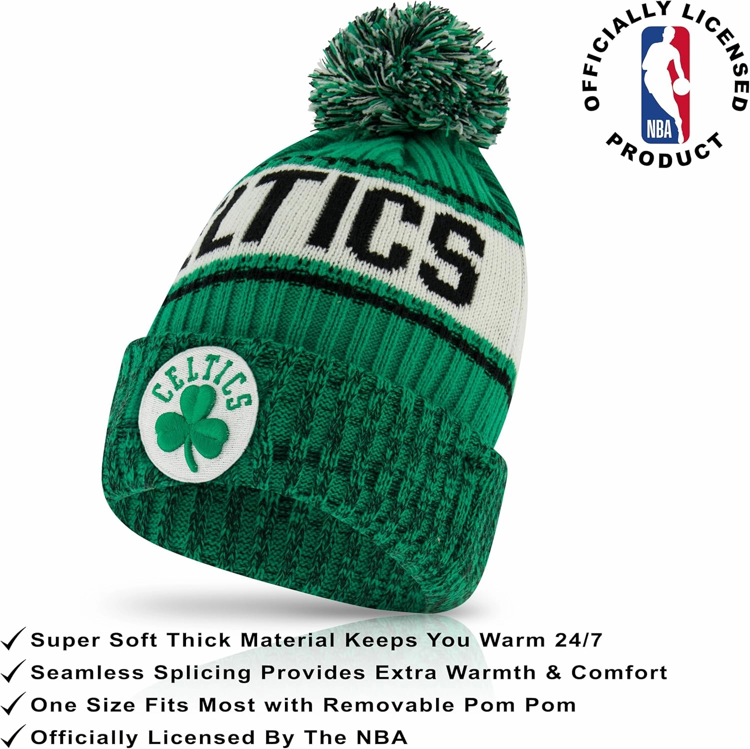 Ultra Game NBA Boys Girls Super Soft Winter Beanie Knit Hat With Extra Warm Touch Screen Gloves