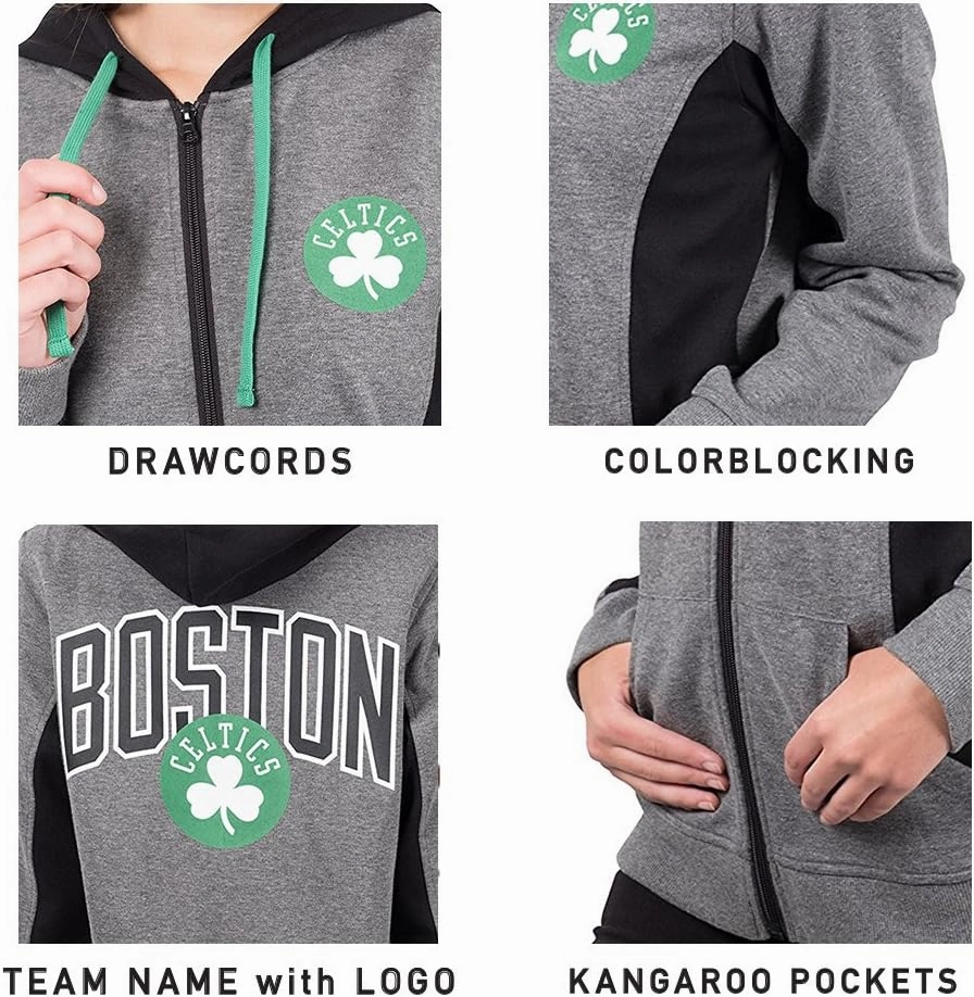 Ultra Game NBA Womens Standard Full Zip Hoodie Sweatshirt Jacket