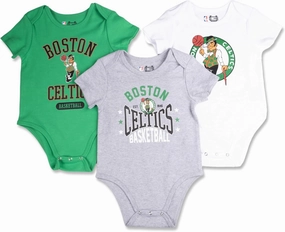 Ultra Game Unisex NBA Official Baby Super Soft Cotton 3 Pack Baby Creeper Bodysuit
