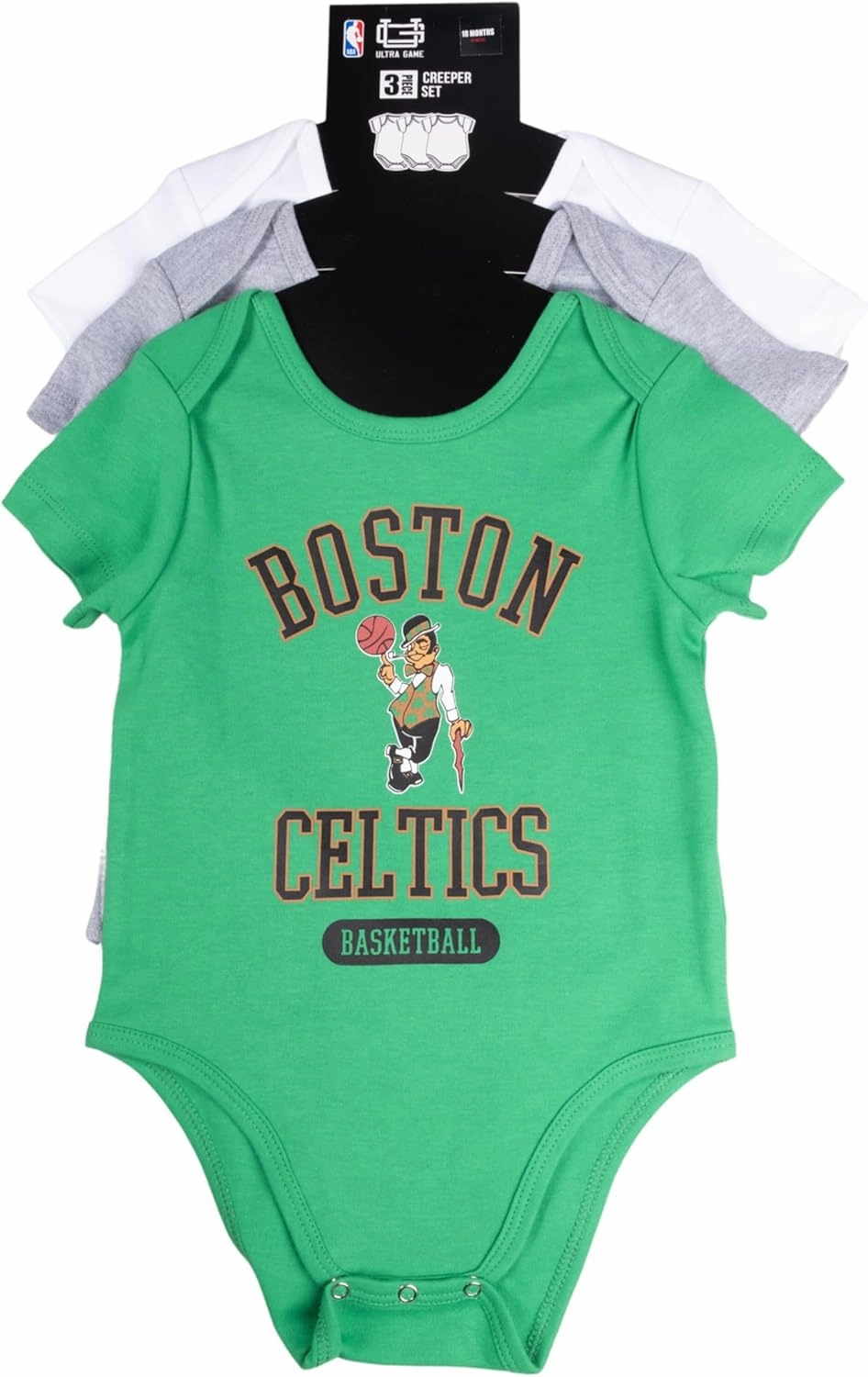 Ultra Game Unisex NBA Official Baby Super Soft Cotton 3 Pack Baby Creeper Bodysuit