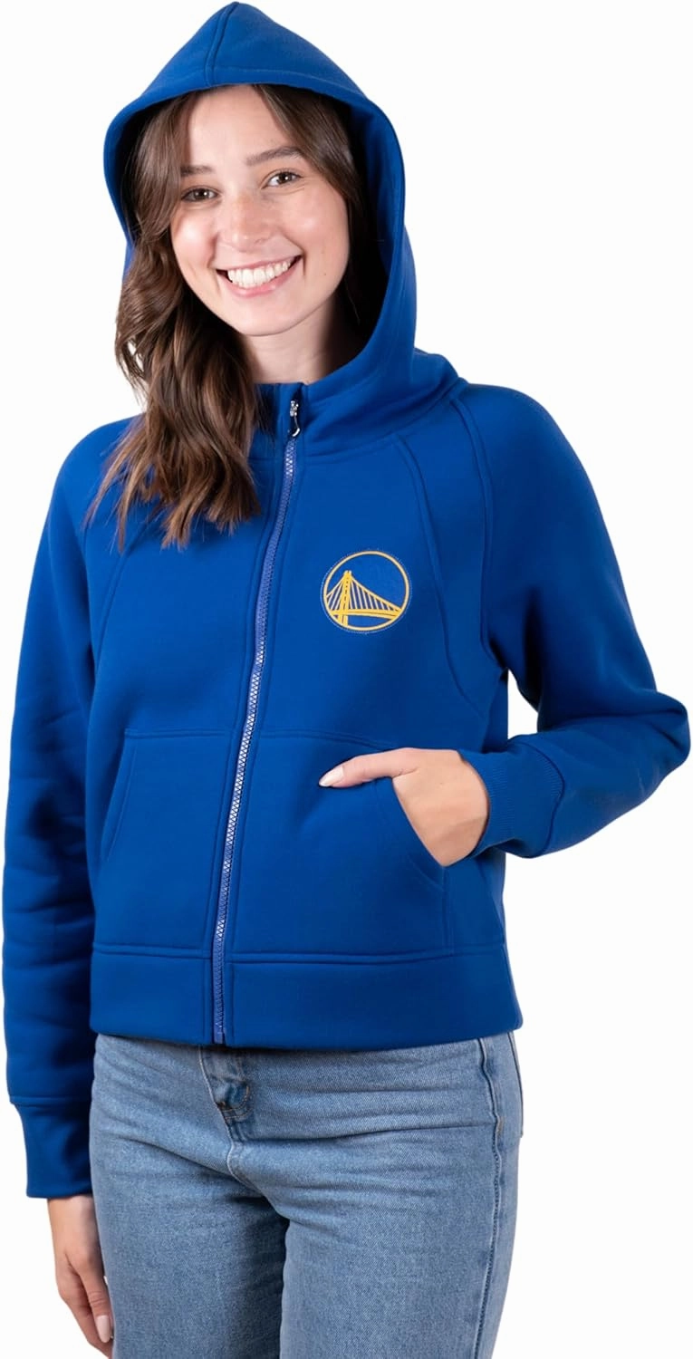 Ultra Game Women's NBA Official Super Soft Crop Top Full Zip Hoodie Sweatshirt