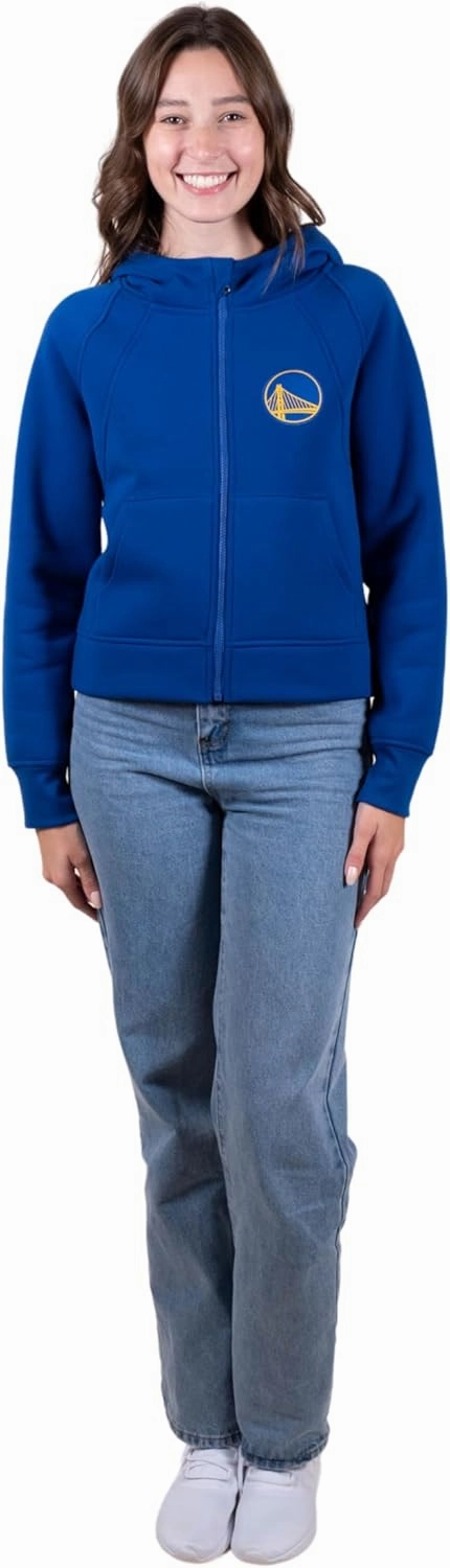 Ultra Game Women's NBA Official Super Soft Crop Top Full Zip Hoodie Sweatshirt