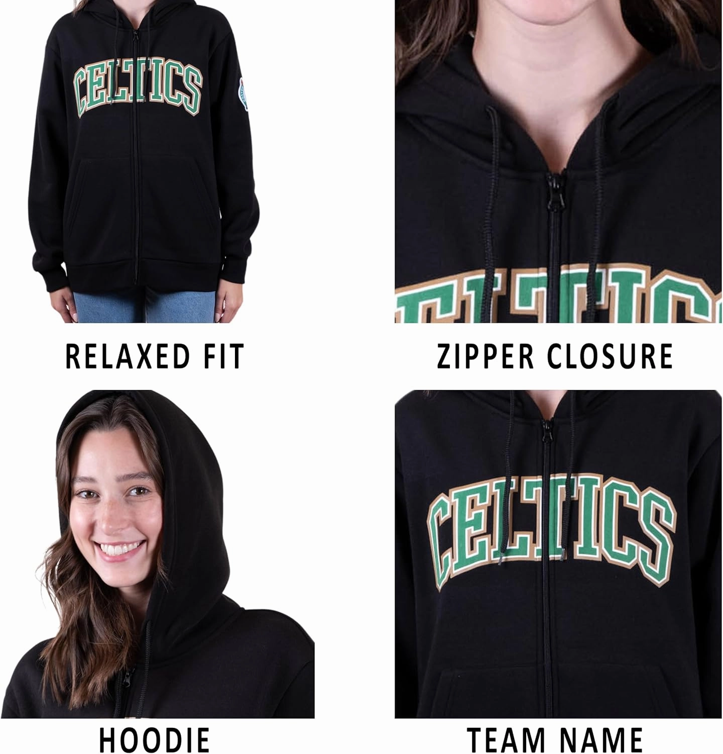 Ultra Game Women's NBA Official Super Soft Full Zip Hoodie Sweatshirt