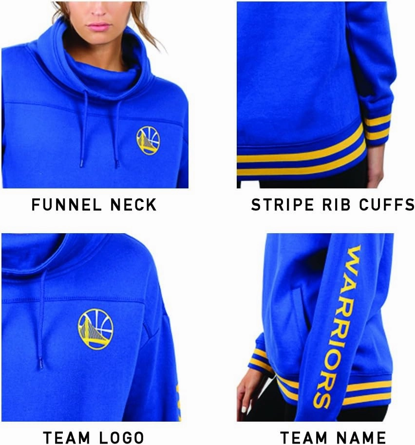 Ultra Game Women's NBA Official Super Soft Pullover Hoodie Funnel Sweatshirt