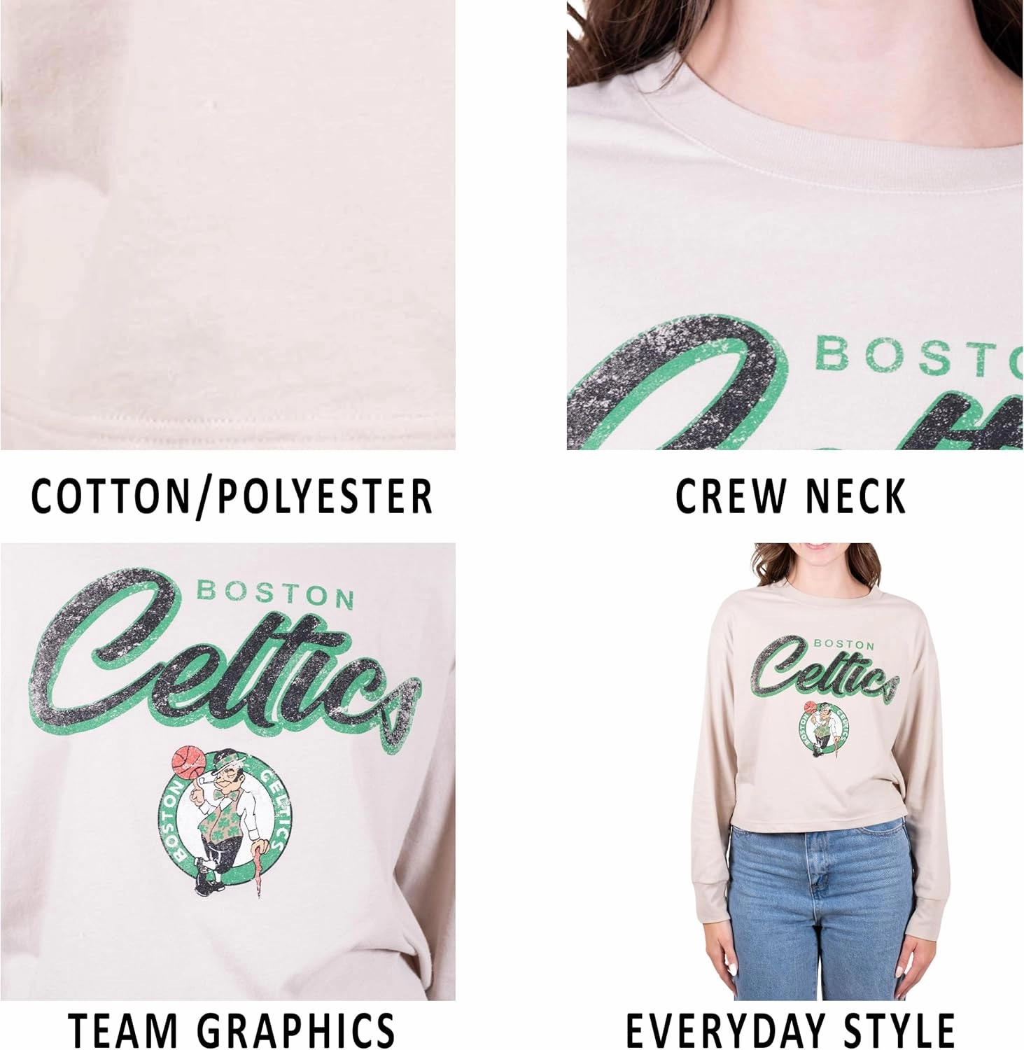 Ultra Game Women's NBA Super Soft Crop Top Pullover Sweatshirt