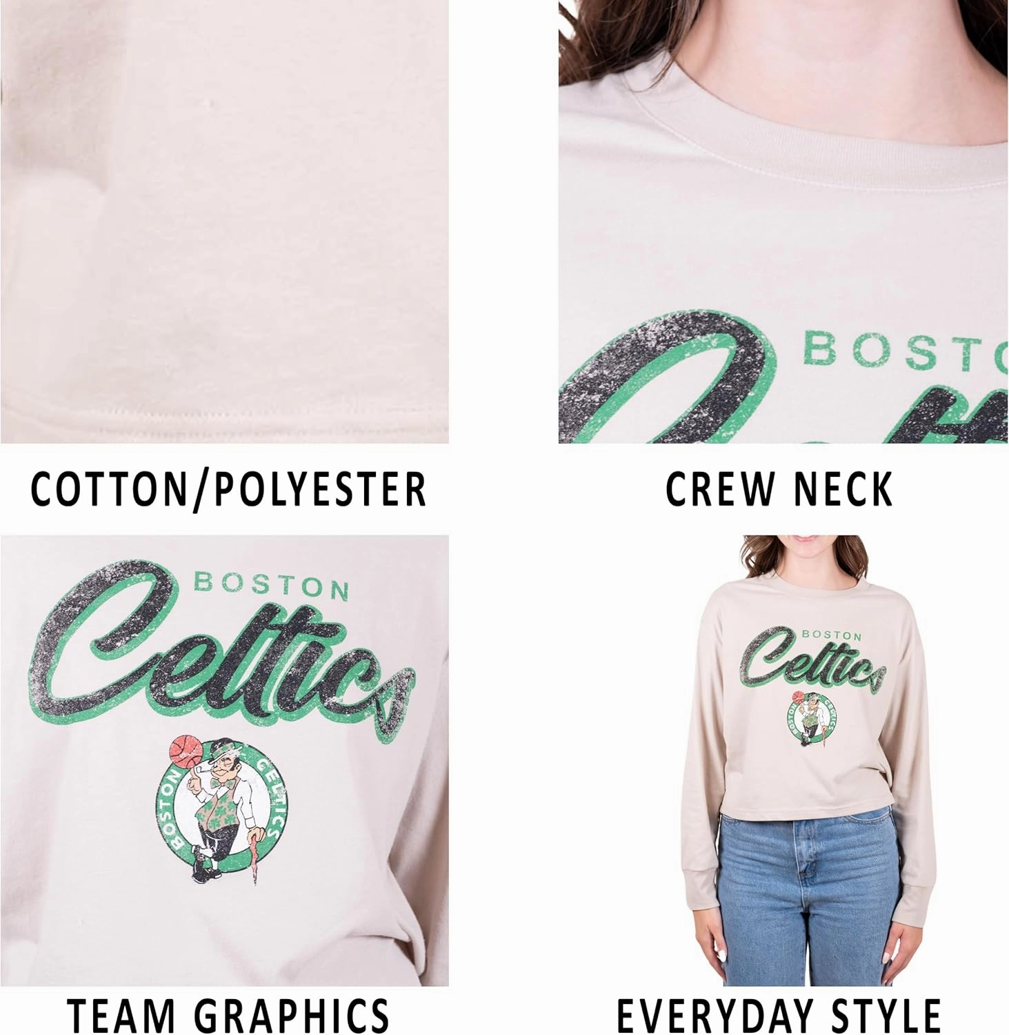 Ultra Game Women's NBA Super Soft Crop Top Pullover Sweatshirt