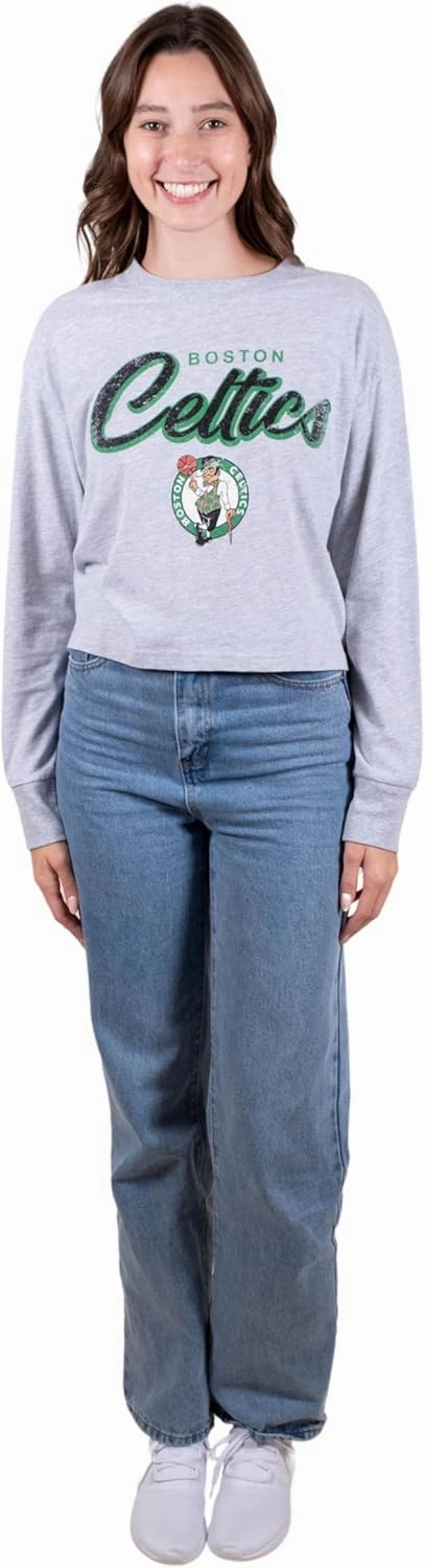 Ultra Game Women's NBA Super Soft Crop Top Pullover Sweatshirt