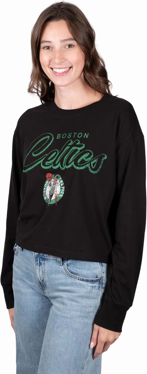 Ultra Game Women's NBA Super Soft Crop Top Pullover Sweatshirt