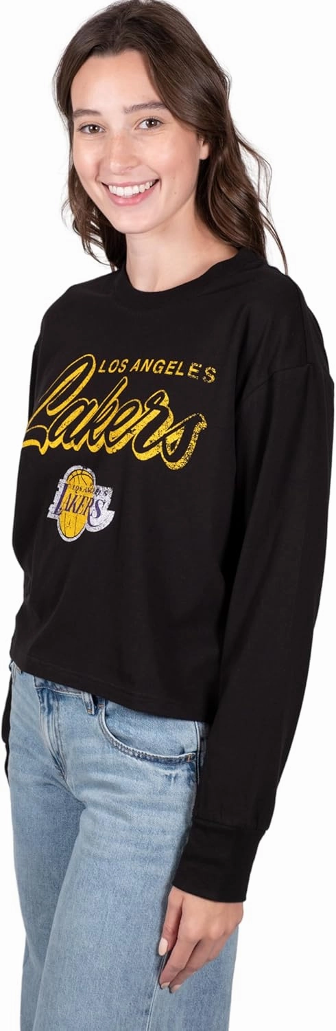 Ultra Game Women's NBA Super Soft Crop Top Pullover Sweatshirt