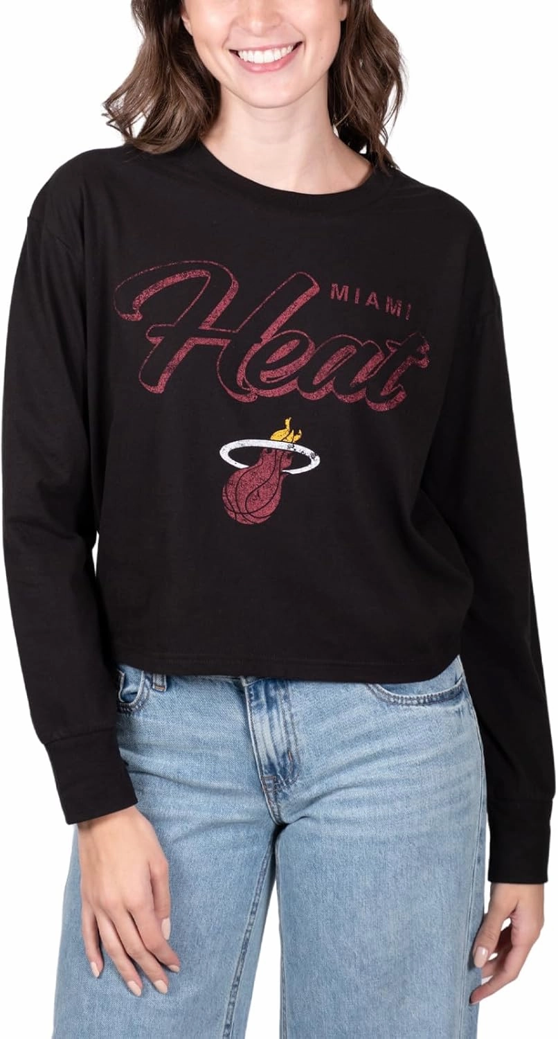 Ultra Game Women's NBA Super Soft Crop Top Pullover Sweatshirt